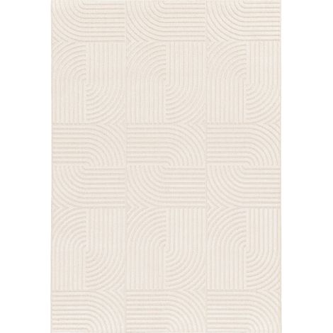 CHILL - Tapis en relief géométrique moderne crème 160x230