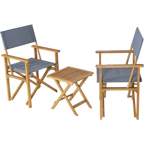 Set di mobili da giardino da 3 pezzi in legno di eucalipto grigio naturale 030009418