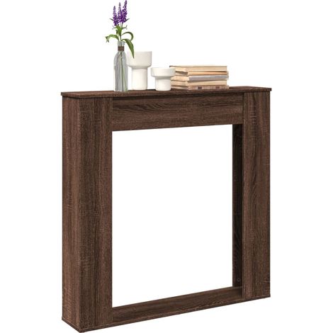 Kaminumrandung Braun Eichen-Optik 100x20x100 cm Holzwerkstoff