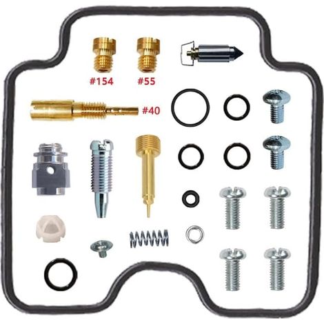 Kit de réparation de carburateur pour quad Grizzly YFM660FWA 2002-2008 650 cm³ Kit de base (x1) Compatible avec Grizzly YFM660FWA monocylindre gicleurs principaux n° 40 joints en nitrile pièces (1/5)