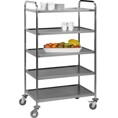 Chariot service - Inox - 5 niveaux - 130kg - 860x540x1540mm - DAVID - Saro