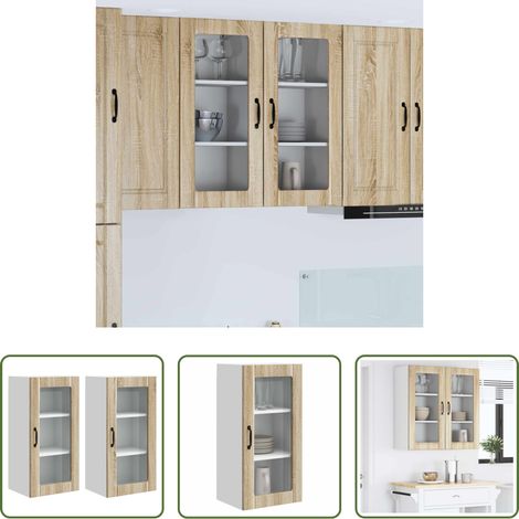 vidaXL Meuble de cuisine - Armoire de cuisine 2 pcs Chêne Sonoma 40 x 31 x 80 cm (1/5)