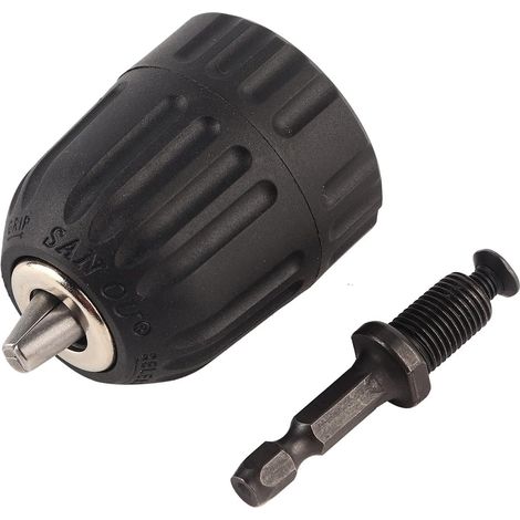 Mandrin de perceuse 3/8 - 24UNF 0,8 - 10 mm - Clip de mandrin avec tige hexagonale de 6,3 mm - Pour axe de 9,3 mm - Pour perceuse électrique sans fil filaire (1/5)