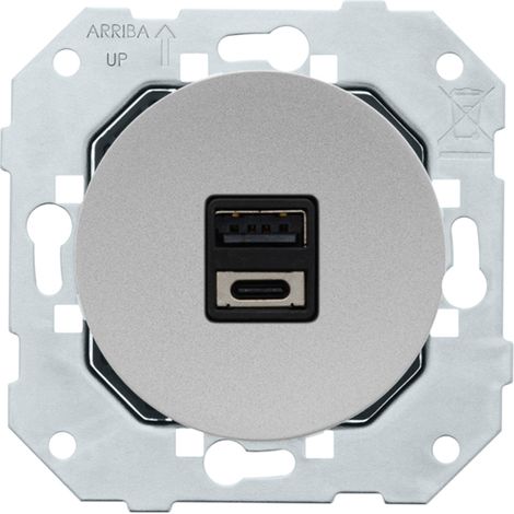 Double prise usb 2,6a a/c ALU GLOSSY DOM - Fontini (1/2)