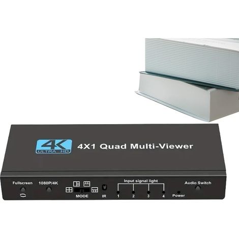 Répartiteur TV et multivisionneuse à quatre écrans – Commutateur 4 en 1 sans couture 4K 5 modes d'affichage avec télécommande infrarouge et extraction audio pour les configurations de jeux (1/5)