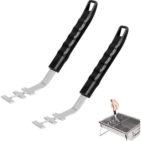 Set of 2 heat-resistant grill lifters – stainless steel – scald protection – universal vent – for camping and (1/5)