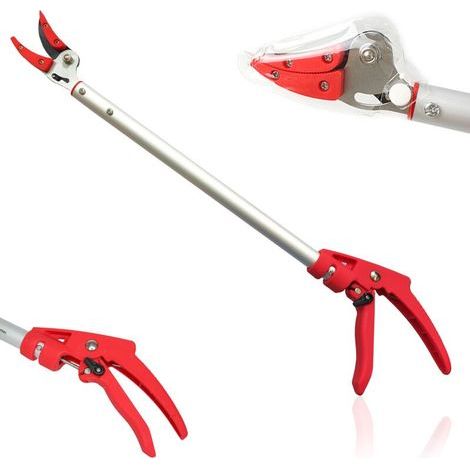 Fishtec – Sécateur à long manche 64 cm – Lame en téflon pour coupe nette – Manche en aluminium léger – Adapté à bois tendre jusqu'à 1 cm (1/5)