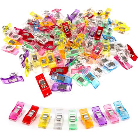 Confezione da 100 clip per tessuti, accessori per cucito, clip multifunzionali, fermagli per cucito, chiusure per tessuti, ecc. (vari colori)