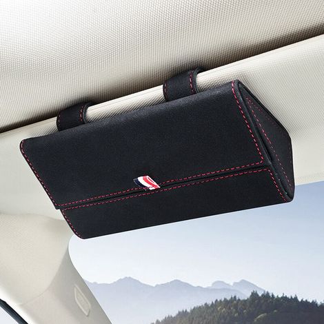 Étui à lunettes de soleil avec protection solaire, clip de voiture pour suspendre les lunettes, organisateur intérieur de voiture, noir. (1/4)