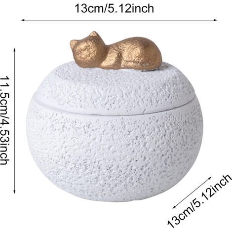 Pot commémoratif compact pour animaux de compagnie avec couvercle, 350 ml, base en ciment, blanc (1/5)