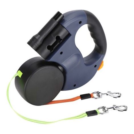 RHG Double Laisse pour Chiens Rétractable, Double Brique pour 2 Chiens Chien Lase avec Lumière (Gris foncé) (1/5)