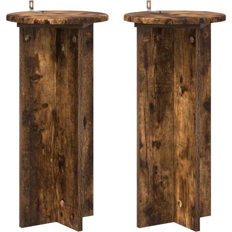 Support pour plantes (2 pièces), chêne fumé, 29,5 x 29,5 x 60 cm (1/5)
