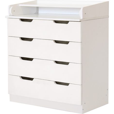 Baby 4 Drawer Unit 1580 With Changing Board/Storage - L47 x W80 x H92 cm - Assembly Required - White