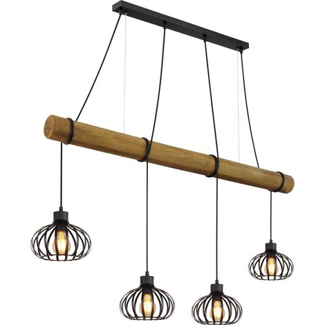 Hängeleuchte Pendelleuchte Esszimmerlampe 4-flammig Schwarz Metall L 125 cm (1/5)