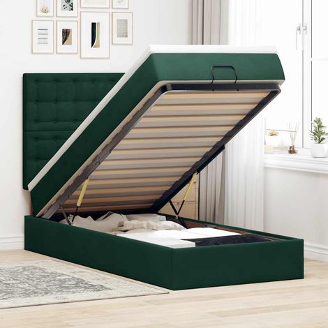 Estructura cama otomana colchones verde oscuro 90x190cm (1/5)