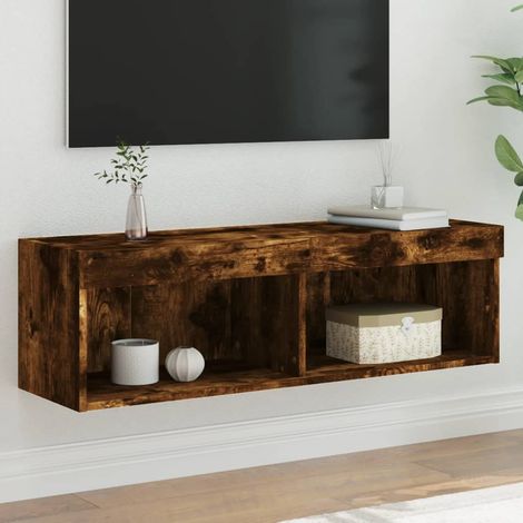 TV-Schrank mit LED-Leuchten Räuchereiche 100x30x30 cm vidaXL
