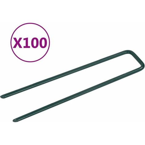 100 pièces,Clous en forme de U en fer pour gazon artificiel pièces plantation de jardin . (1/5)