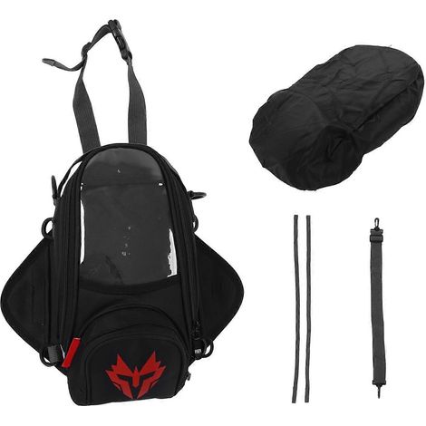 Sacoche de réservoir de moto avec fonction tactile, sangle réglable, tissu Oxford imperméable, rouge universel (1/5)