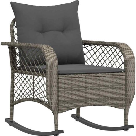 Maison Exclusive - Garten-Schaukelstuhl mit Kissen Grau Poly Ratt