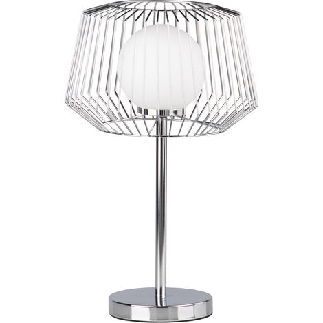 Silberne Metall-Tischlampe Weiß 32X32X52Cm (1/5)