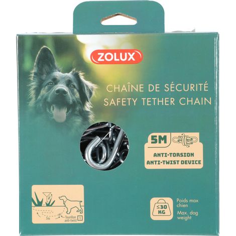 Chaîne de sécurité en acier 5 mètres maillon anti torsion pour chien poids max 30 kg - zolux (1/2)