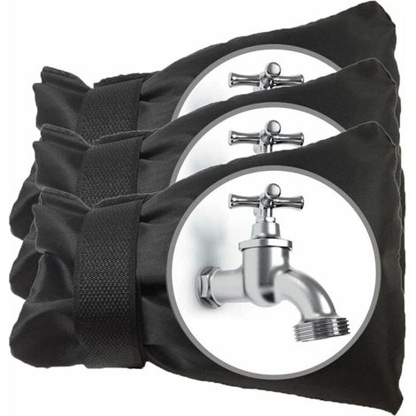 3pcs noir Cache Robinet Exterieur Couvre-Robinet pour Hiver Antigel Étanche Couverture de Protection de Robinet de Jardin Extérieur Grande Taille (1/5)