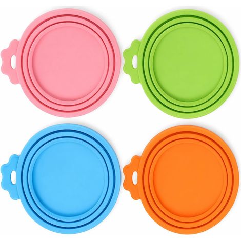 Silicone Lids, Universal for Cans, Reusable Food Covers with 3 Adjustable Sizes, Soft Seal for Food, Leftovers, Cat and Dog Food (1/5)