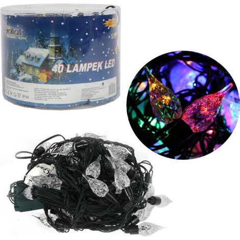 Luci per albero di Natale con candele LED multicolore su filo verde, 40 pezzi, alimentazione di rete, con programmatore a 8 funzioni. (1/5)