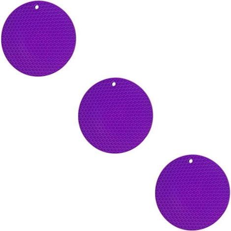 Set mit 3 rutschfesten Silikon-Tischsets, hitzebeständig und isolierend, lila (1/5)