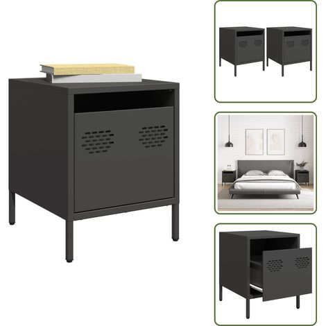 Nachttische 2 Stk. Schwarz 35x39x43,5 cm Stahl - Nachttisch - Nachttische - Schrank - Nachtschrank (1/5)