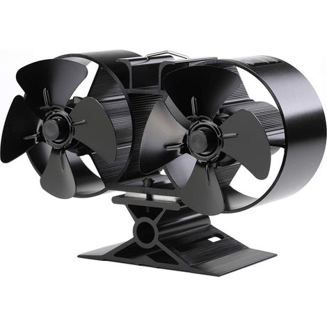 Ventilateur de poêle à bois à 8 pales et double moteur, pour cheminée, compatible avec les poêles à gaz, à granulés, à bois ou à bûches.