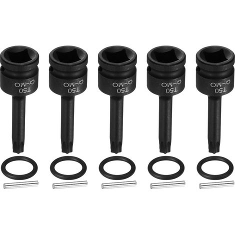 5 Pièces Douille Hexagonale À Choc, Douille Torx T50 À Choc 6 Points 1/2" Drive En Acier CR-MO Avec Goupille Et Joint Torique Pour Perceuses Ateliers Garage Adaptateur (1/5)