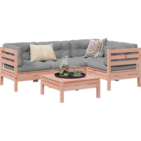 vidaXL Salon de jardin 5 pcs et coussins bois massif sapin de douglas (1/5)