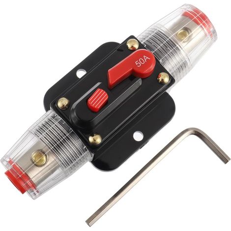 Lot de 2 50A Disjoncteur Interrupteur 50 AMP Fusible Inline Holder pour système d'amplificateur de son audio de voiture RV Home Marine Boat Truck (1/5)