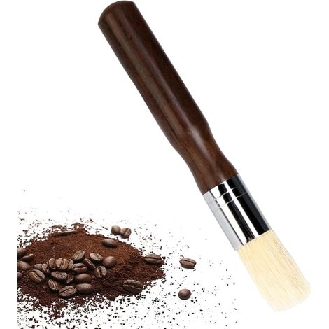 Pinceau Barista en Bois d'Ébène, Pinceau de Nettoyage avec Poils Naturels pour Porte-Filtre, Machine à Espresso (1/5)