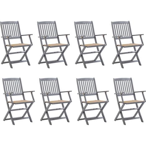 Klappbare Gartenstühle 8 Stk. mit Kissen Massivholz Akazie