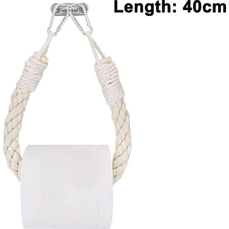 Porte-papier toilette en corde de jute, porte-serviettes mural industriel avec crochet en métal pour salle de bain, rideau de douche ou porte-serviettes