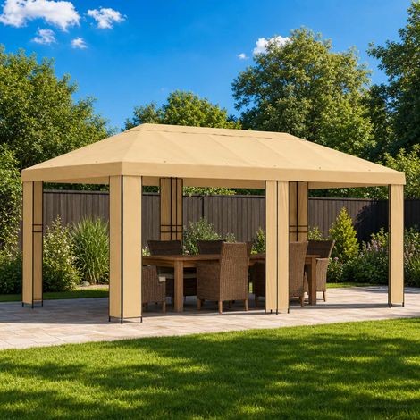 vidaXL Gazebo da giardino 6 x 3 m Crema Poliestere e Acciaio 190 gsm