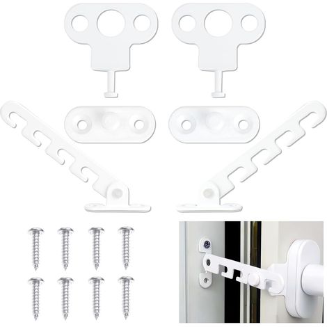2PCS Entrebâilleur de Fenêtre à Battant, Ensemble de Entrebâilleurs de Fenêtre à Battant Sécurité et Ventilation Loquets Anticlachement pour Fenêtres et Portes Installation Facile