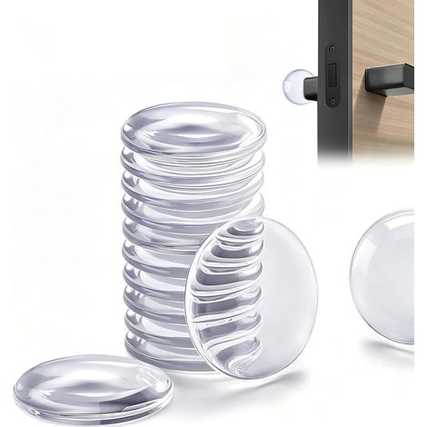 Tope de puerta, 12 piezas de 40x8 mm, tope de puerta de suelo, parachoques de goma autoadhesivo para manijas, pared, tope de puerta de muebles, parachoques de goma, protección contra daños (1/5)