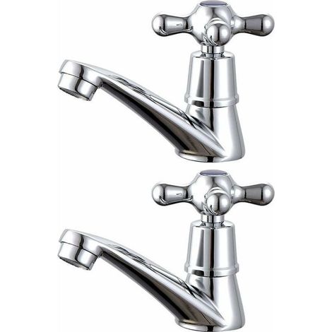 1 paire de robinets de lavabo chaud et froid pour lavabo de salle de bain (1/5)