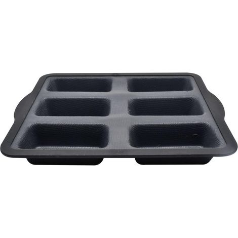 Moule à financier en silicone fibre de verre, moule mini cakes, moule pour 6 financiers, moule à gâteau, Silicone, Fibre de verre, Nylon, Gris, 26,2 x 22 x 3,1 cm