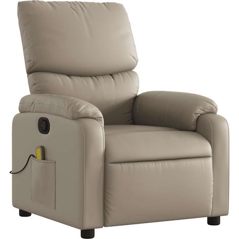 Fauteuil de relaxation TV fonction massage inclinable en PVC couleur cappuccino DEC026873 (1/5)
