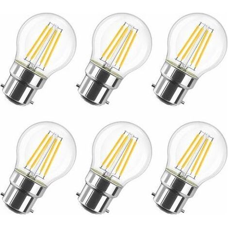 4W Ampoule LED Filament à Bayonnate G45 B22, 2700K Blanc Chaud, 470Lm, Ampoule Vintage, Non-dimmable, Lot de 6 [Classe énergétique E] (1/5)
