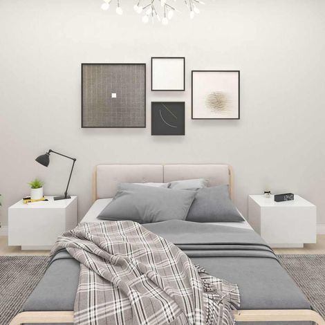 Table de chevet-Table de nuit blanc 100x35x40 cm bois d'ingénierie 317626 (1/5)