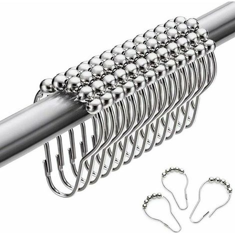304 Anneaux de Douche en Acier Inoxydable,12 Pièces Crochets pour Rideau de Douche Crochets en S Petit pour Tringle de Douche de Salle de Bain Lefou (1/4)