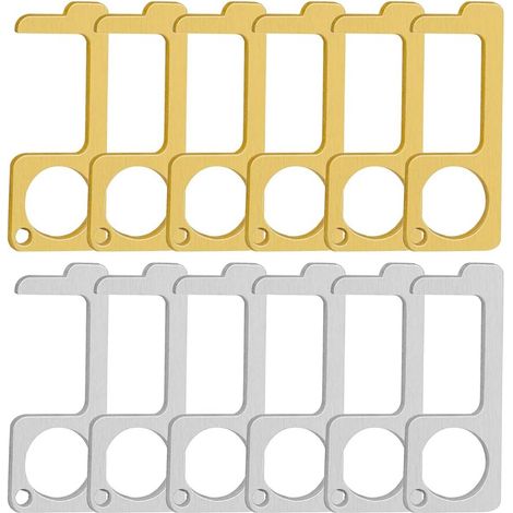 12PCS Ouvre Porte Sans Contact, Réutilisables Crochet HygiéniquePortable Mains Libres Outil Clé pour Extérieur le Bureau L'ascenseur Machine ATM, Garder Les Mains Propres, (1/5)