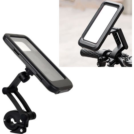 Support téléphone vélo étanche 360° réglable ABS PVC Nylon sac guidon compatible barre 22-28mm, téléphone 6,7 pouces (1/5)