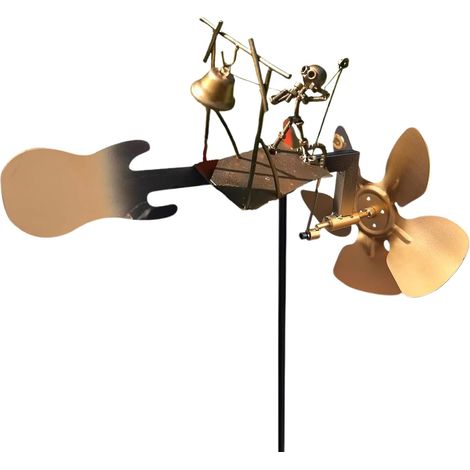 Molinos de viento de metal, molinillos de viento de metal, campana de abeja artística y micrófono con susto de pájaros activado por el viento resistente a la intemperie para jardín, patio, granja, 9.8 (1/5)