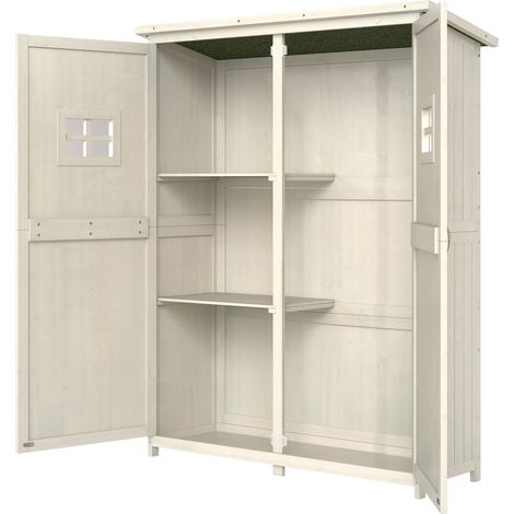Armoire de jardin en bois double porte étagères 127,5x50x164 cm gris (1/5)